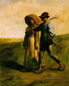 ジャン・フランソワ・ミレー Painting - 「仕事への道」 Le Depart pour le Travail 農家 ジャン・フランソワ・ミレー
